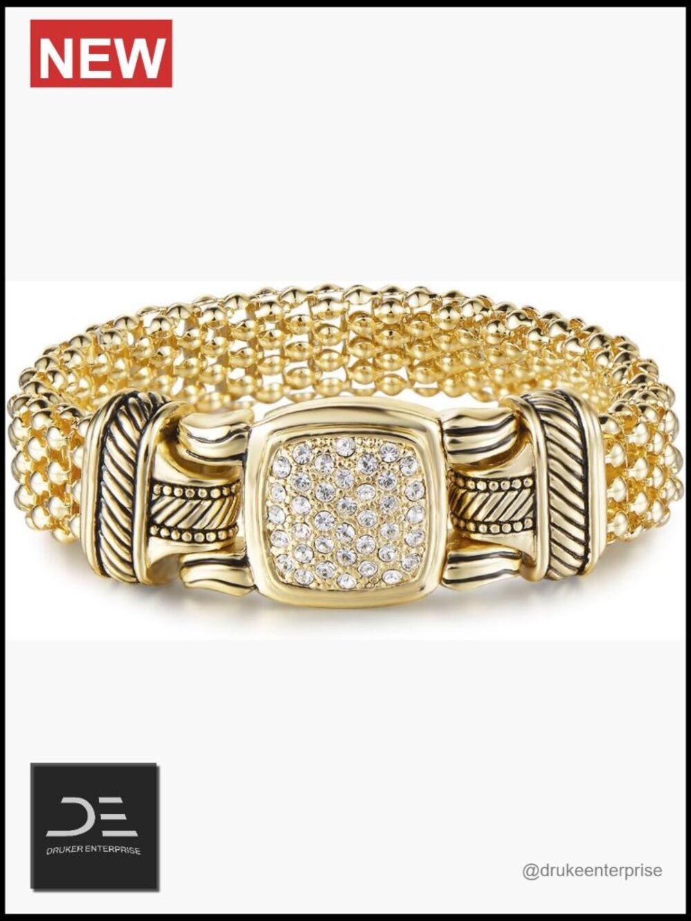 Pave Crystals Popcorn Chain Bracelet Women Jewelry Magnetic Clasp